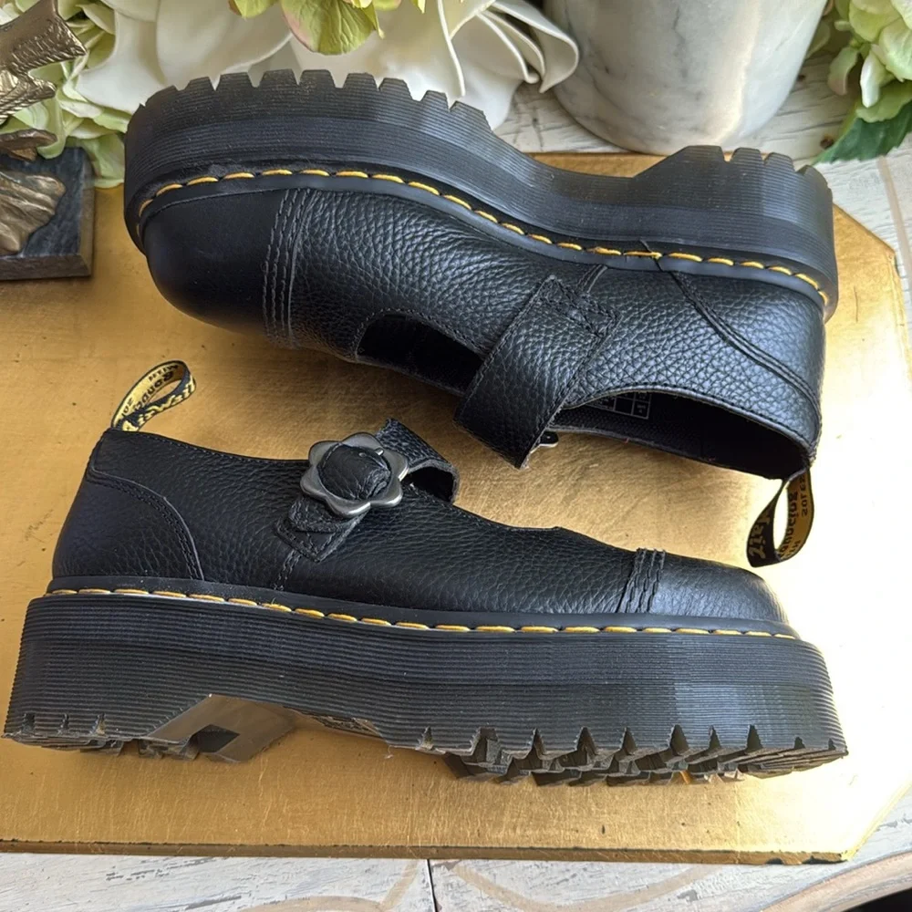Dr Martens Women's Addina Flower Buckle Platforms